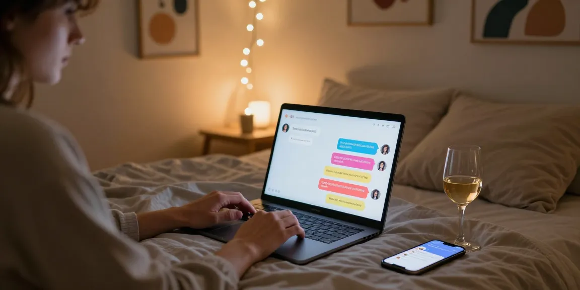 AI chat porn conversation taking place in an intimate bedroom setting, inviting atmosphere with personal touches.